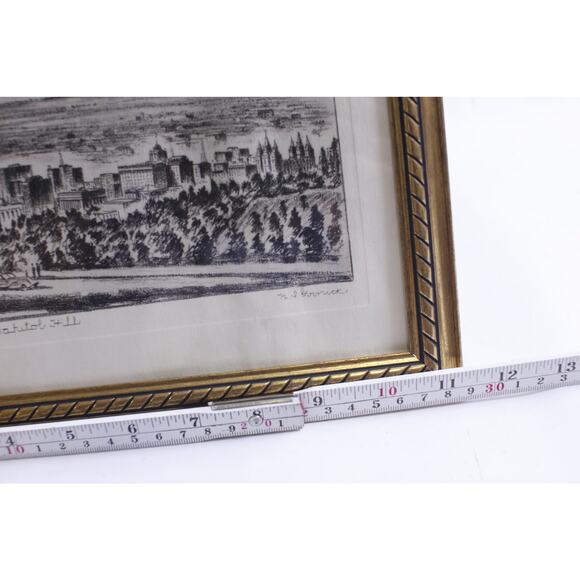 Salt Lake City, Utah, Vintage, Hand Drawn, Pencil, Skyline From Capitol Hill - Picture 4 of 5